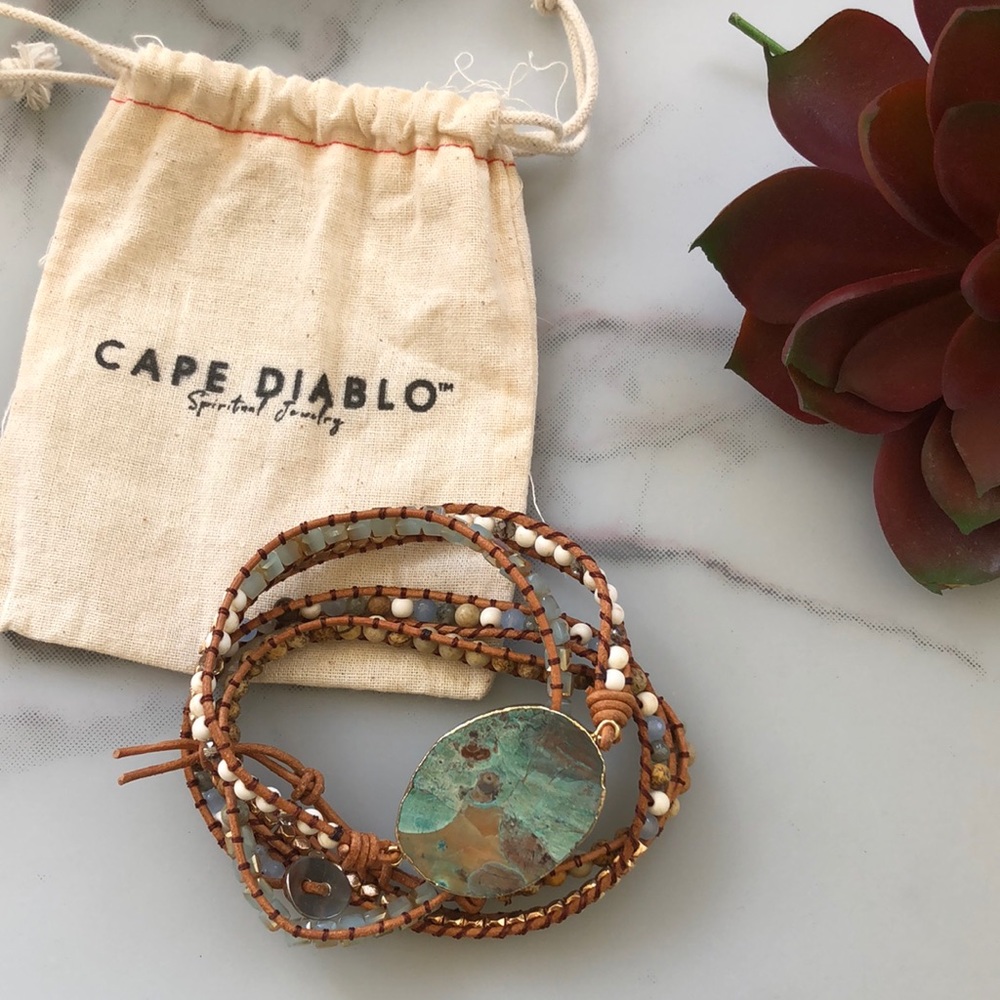Cape Diablo Turquoise Agate Beaded Wrap Bracelet
